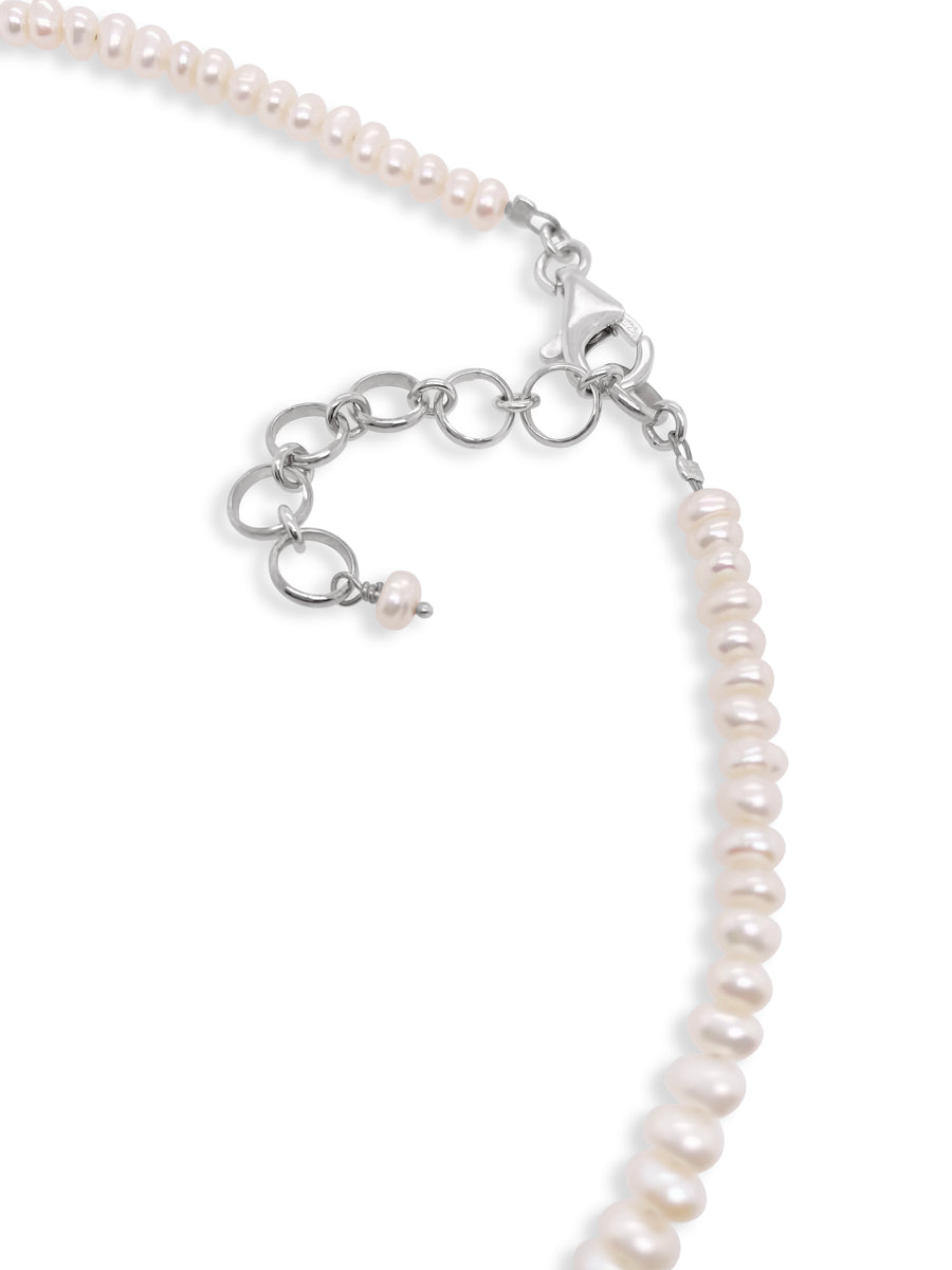 Pearl and Maine Seaglass Floating Necklace