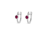 14k Ruby and Diamond Hoops