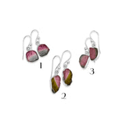 Watermelon Tourmaline Slice Earrings