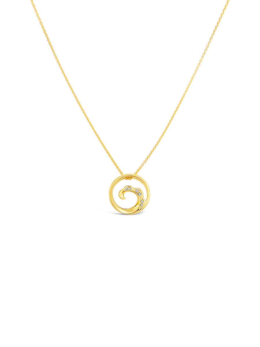 14k Gold Open Ocean Wave Diamond Necklace