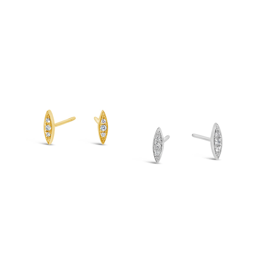 14k Gold Diamond Rice Post Earrings