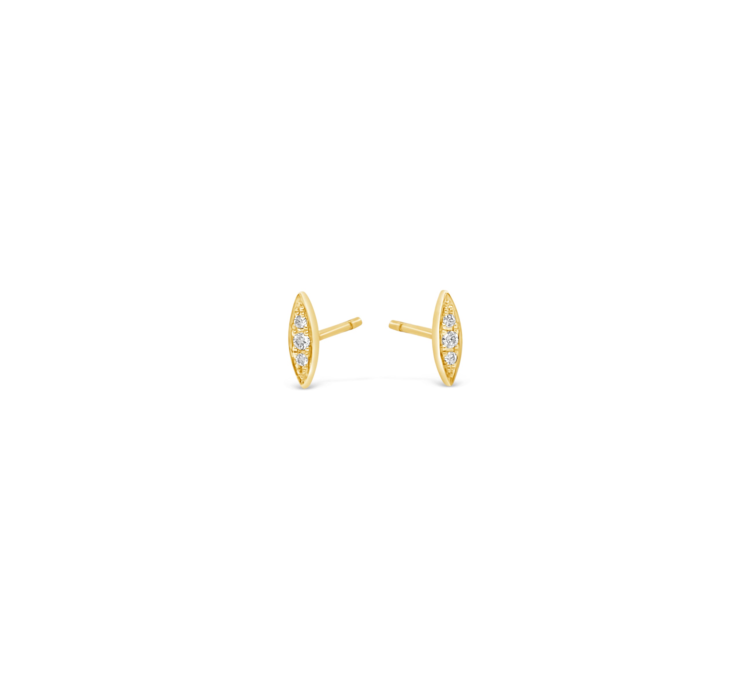 14k Gold Diamond Rice Post Earrings