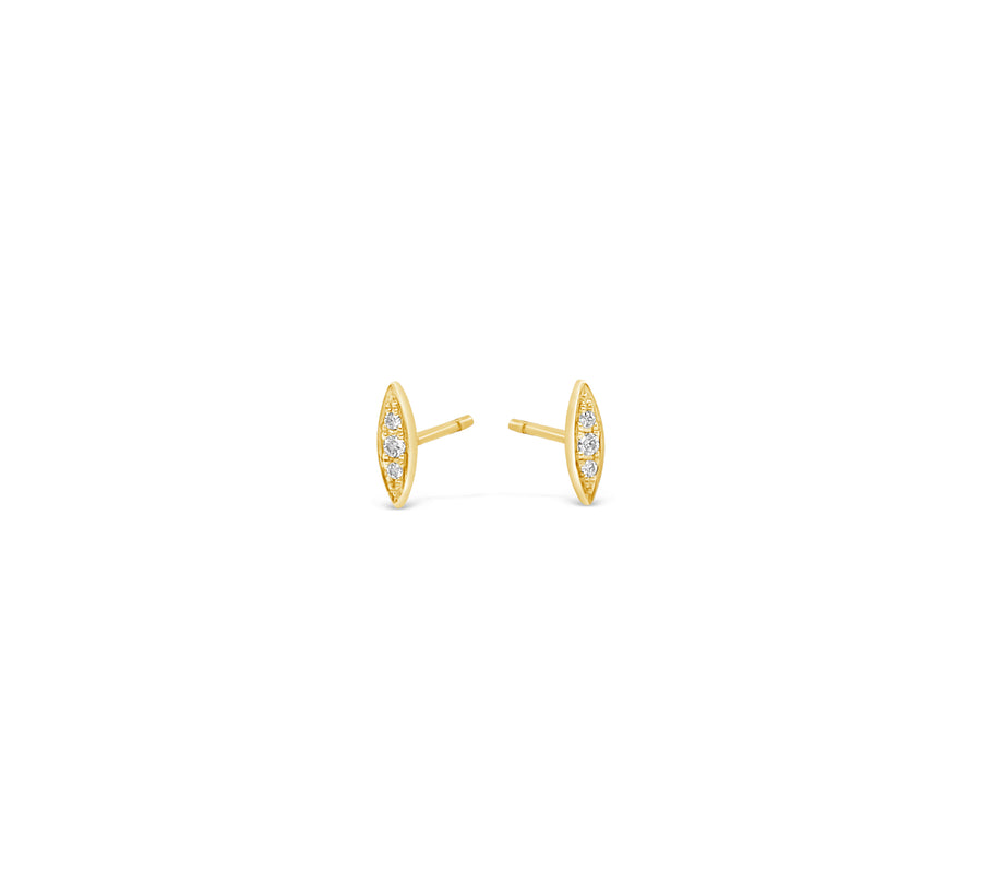 14k Gold Diamond Rice Post Earrings