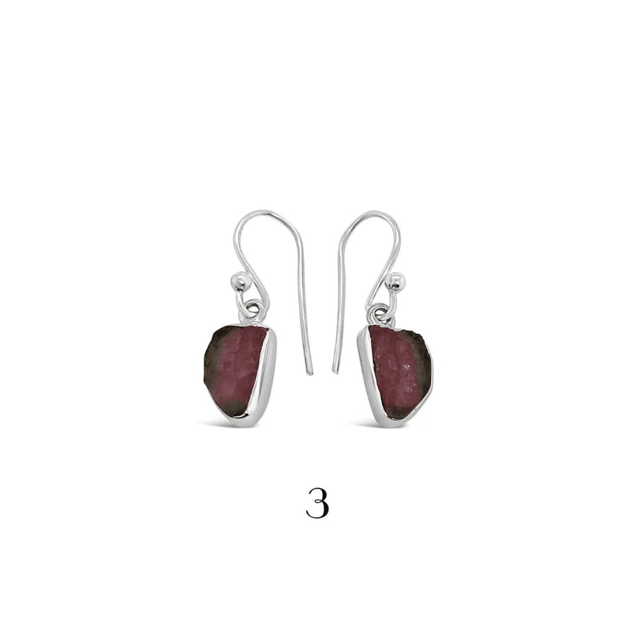 Watermelon Tourmaline Slice Earrings