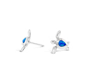 Blue Opal Turtle Post Earrings