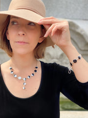 Onyx and Mother of Pearl Moon Phase Bracelet