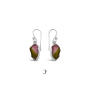 Watermelon Tourmaline Slice Earrings