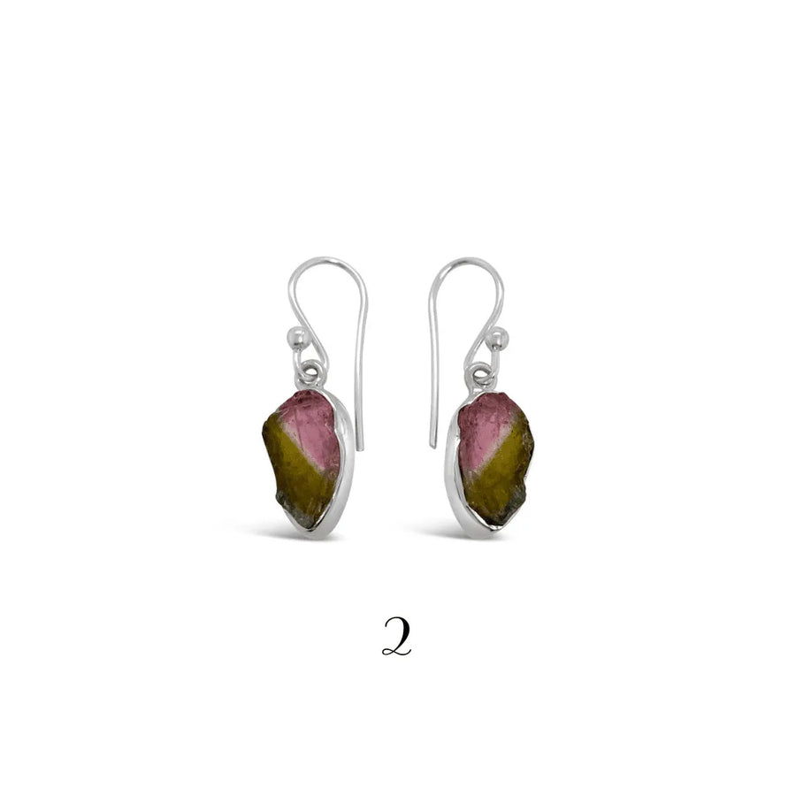 Watermelon Tourmaline Slice Earrings