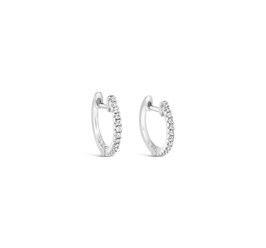 14k Diamond Mini Huggie Hoops
