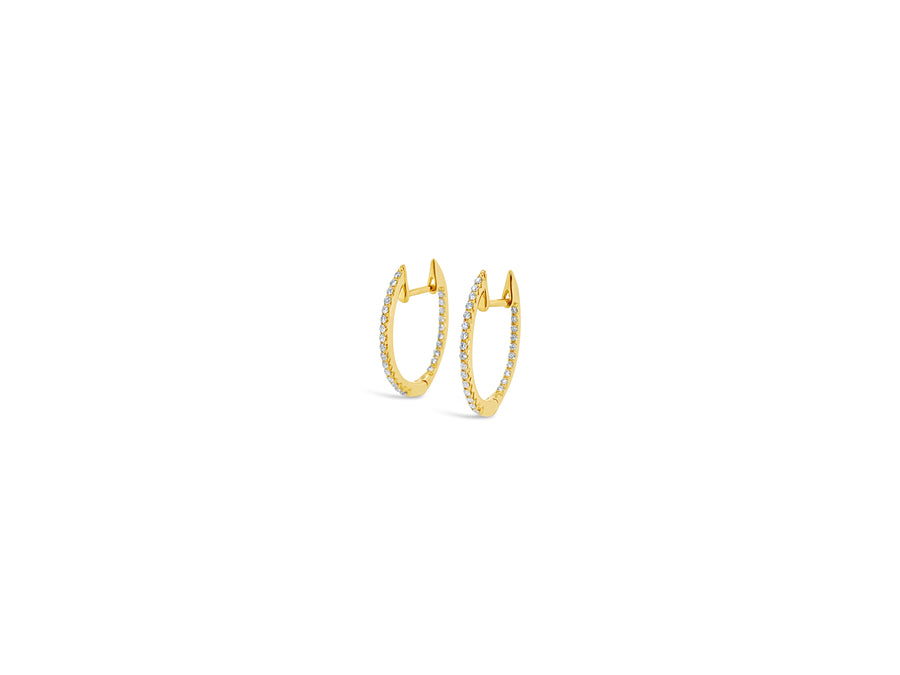 14k Oval Diamond Hoops