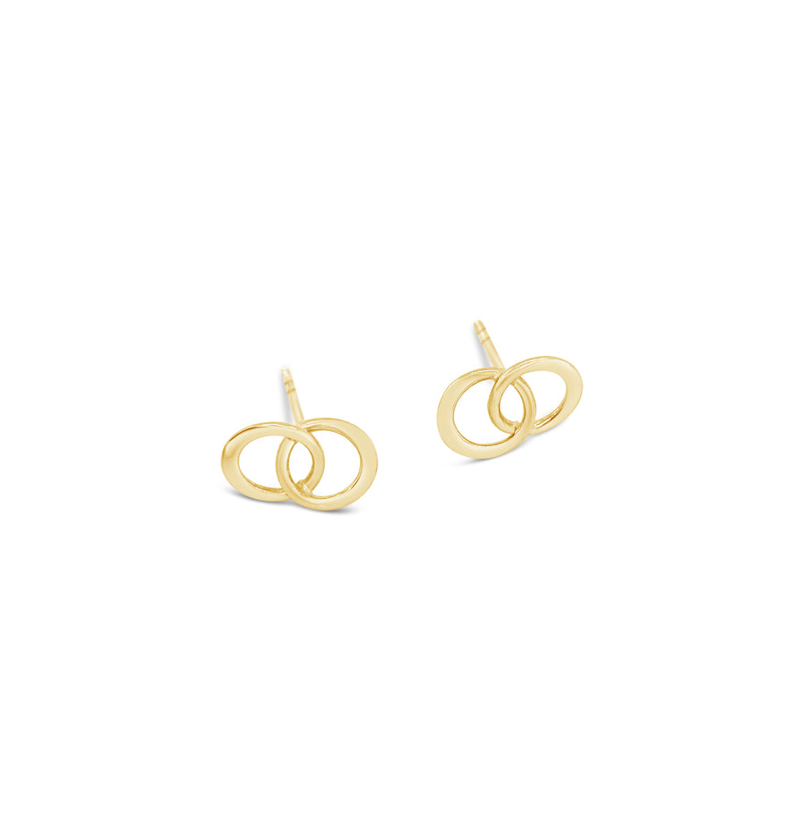 14k Gold You and Me Post Earrings