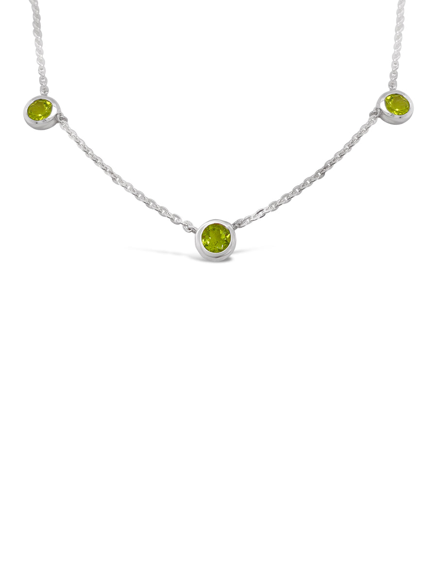 Triple Bezel Stone Necklace