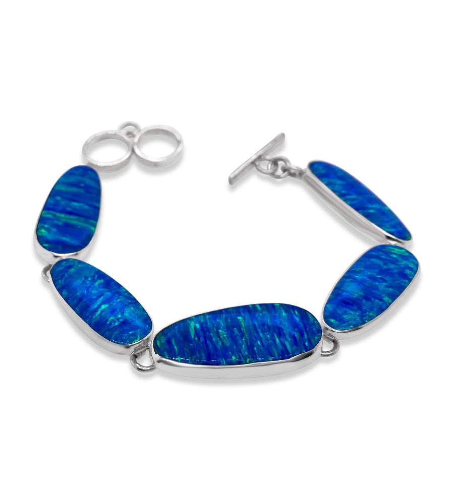Oblong Lab Blue Opal Bracelet