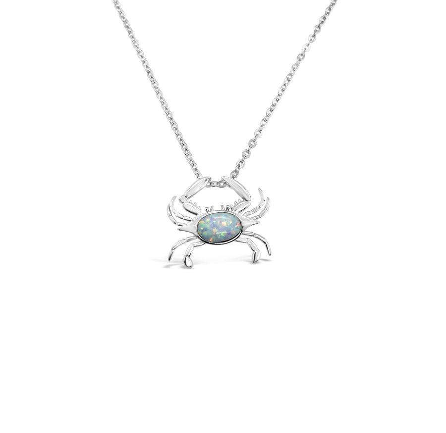Lab White Opal Crab Necklace