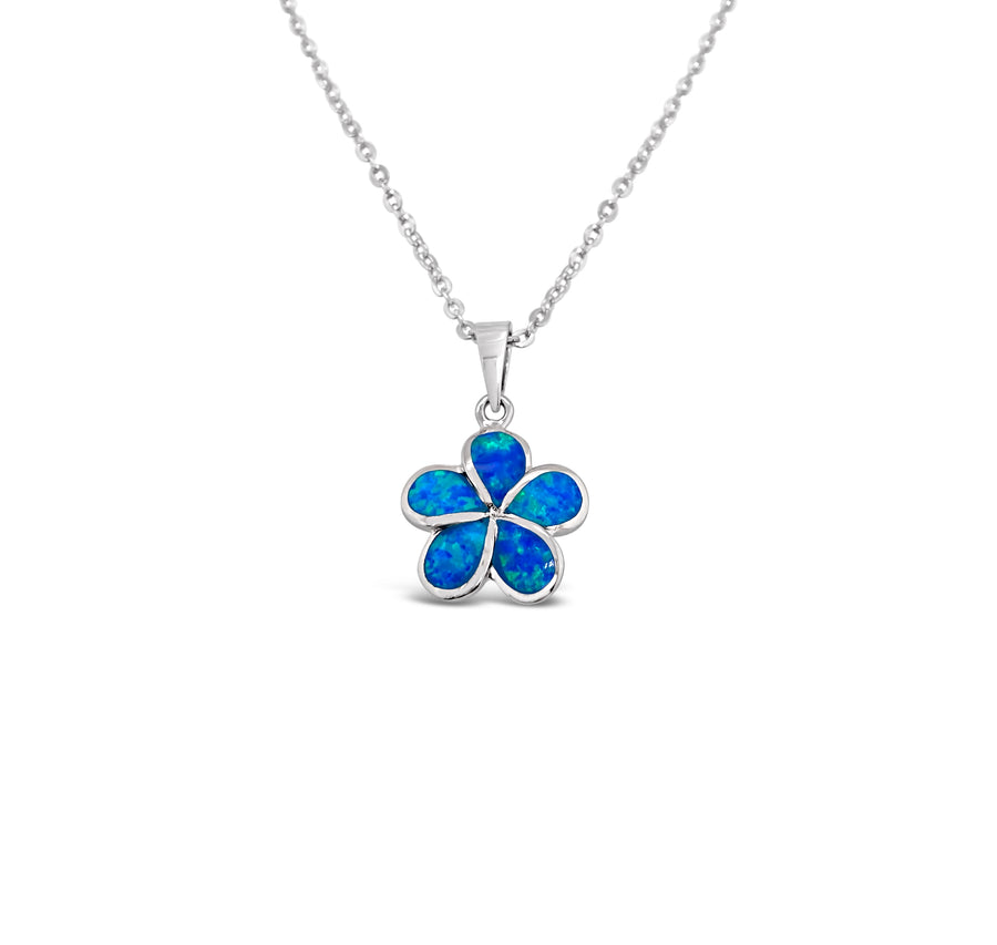 Blue Opal Plumeria Necklace