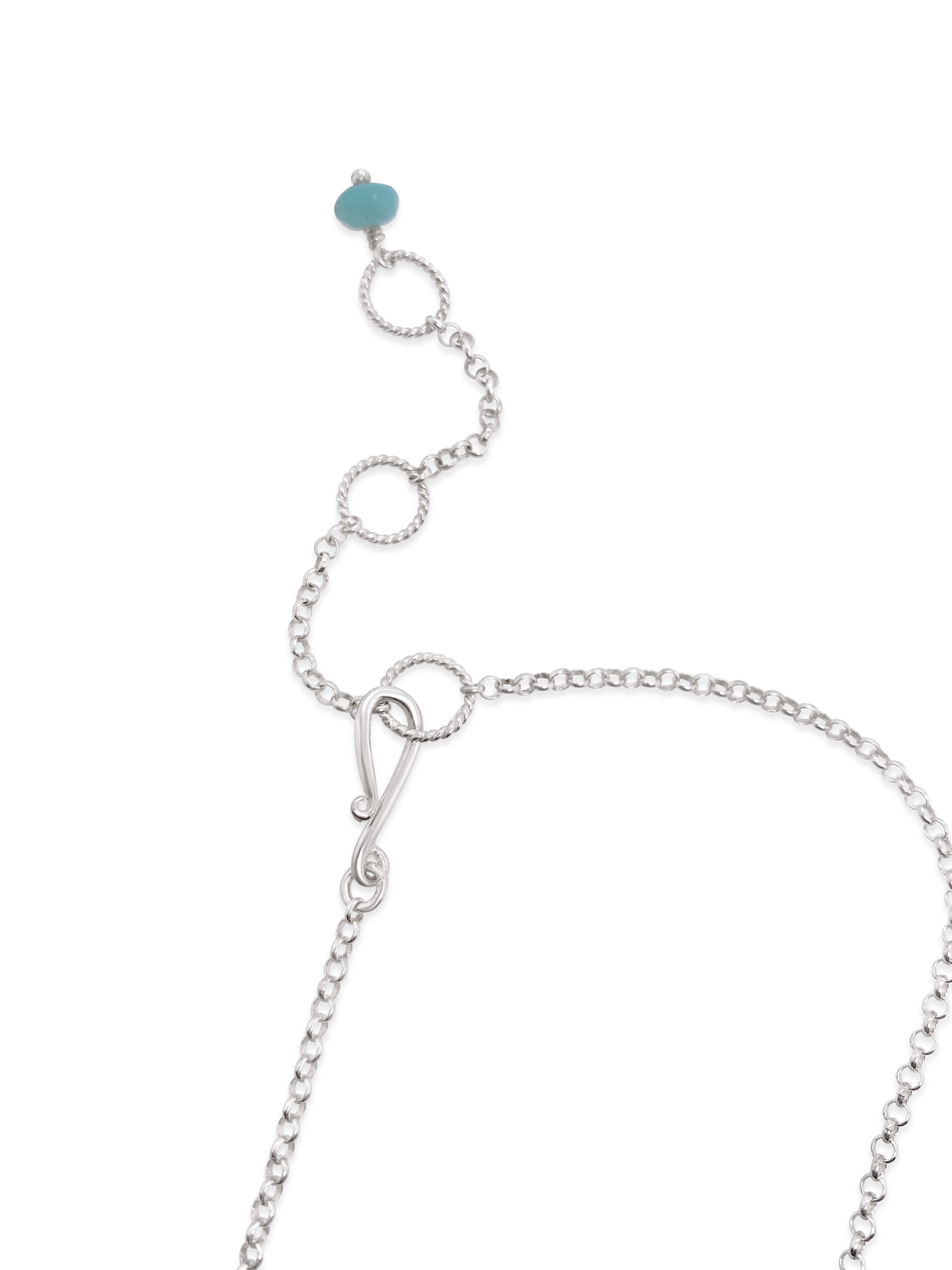 Aqua Maine Seaglass, Freshwater Pearl and Amazonite Floating Necklace