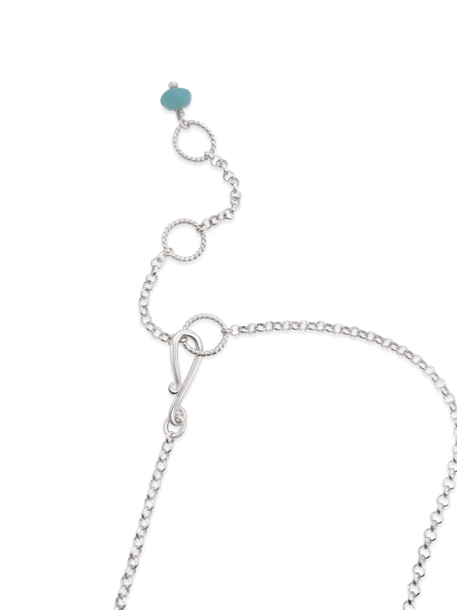 Aqua Maine Seaglass, Freshwater Pearl and Amazonite Floating Necklace