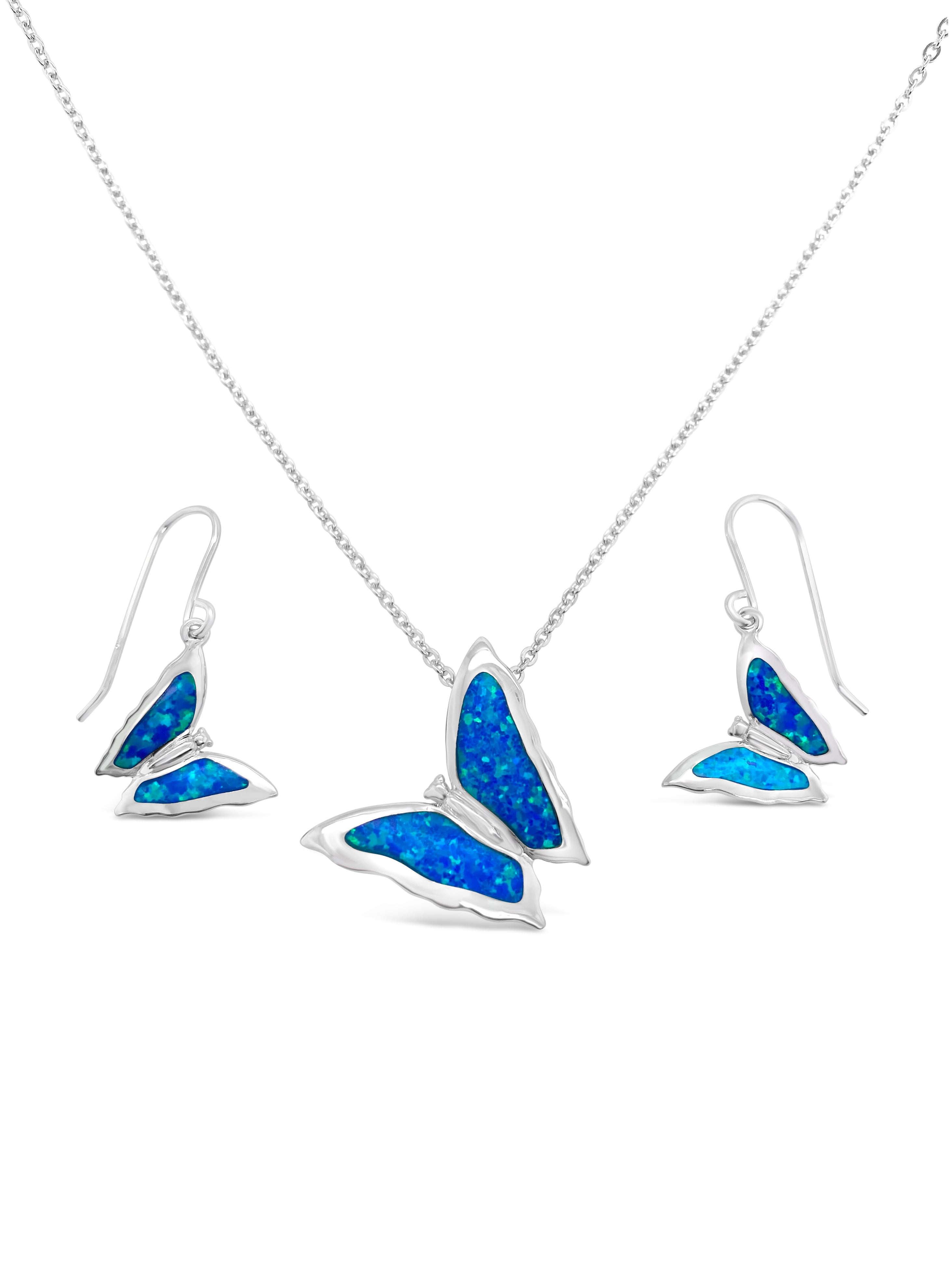 Blue Opal Butterfly Necklace