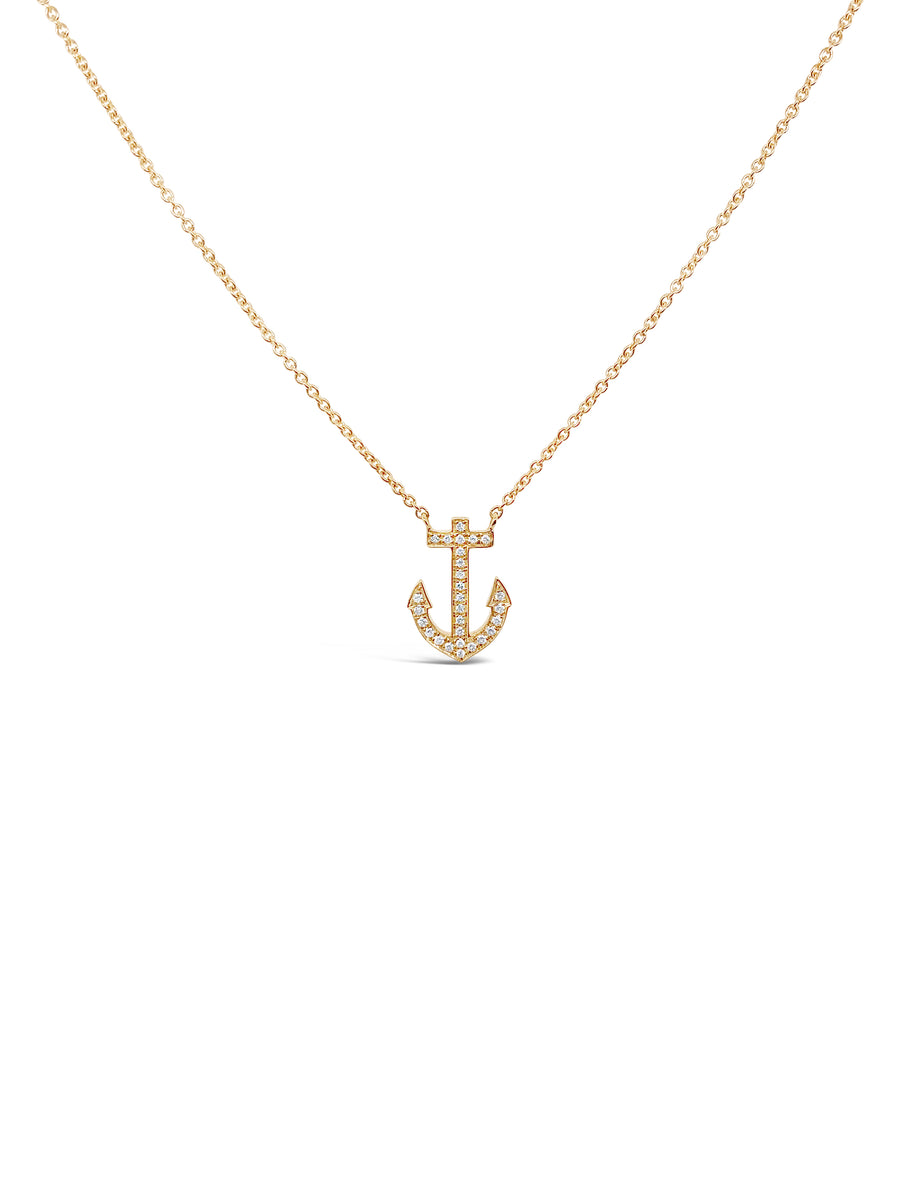 14k Diamond Anchor Necklace