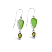 Seaglass and Gemstone Dangle Earrings