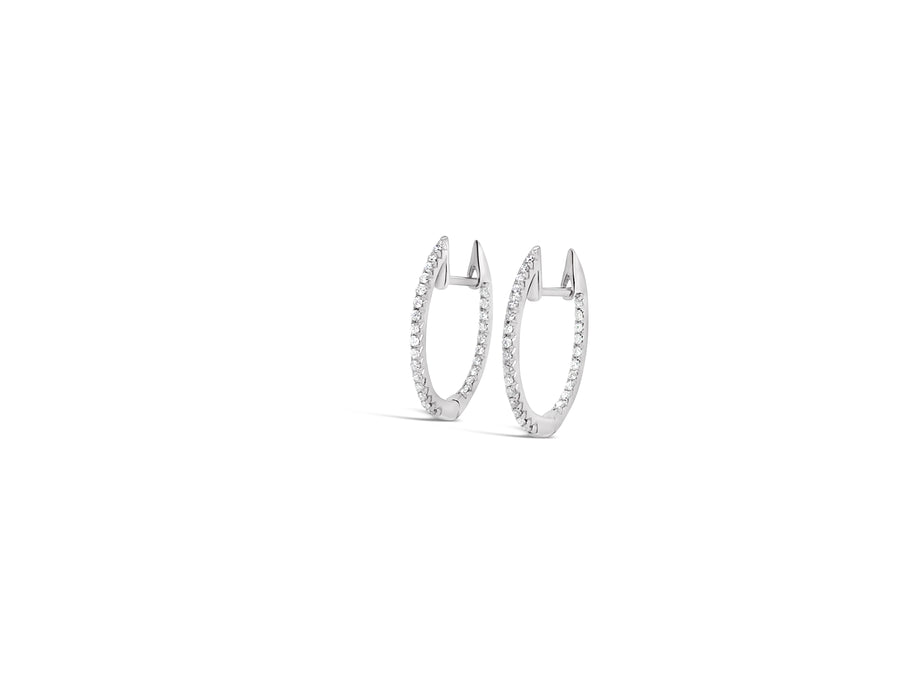 14k Oval Diamond Hoops