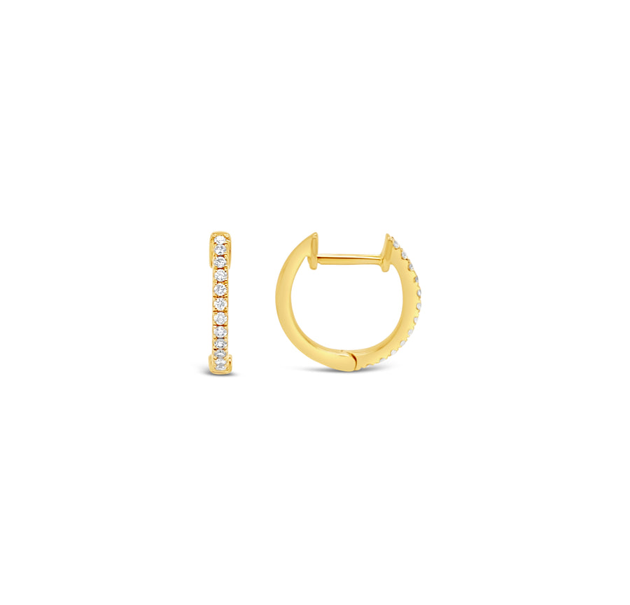 14k Diamond Mini Huggie Hoops