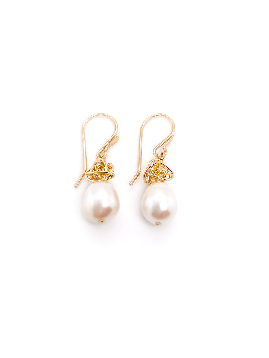 Ball of Yarn Pearl Earrings