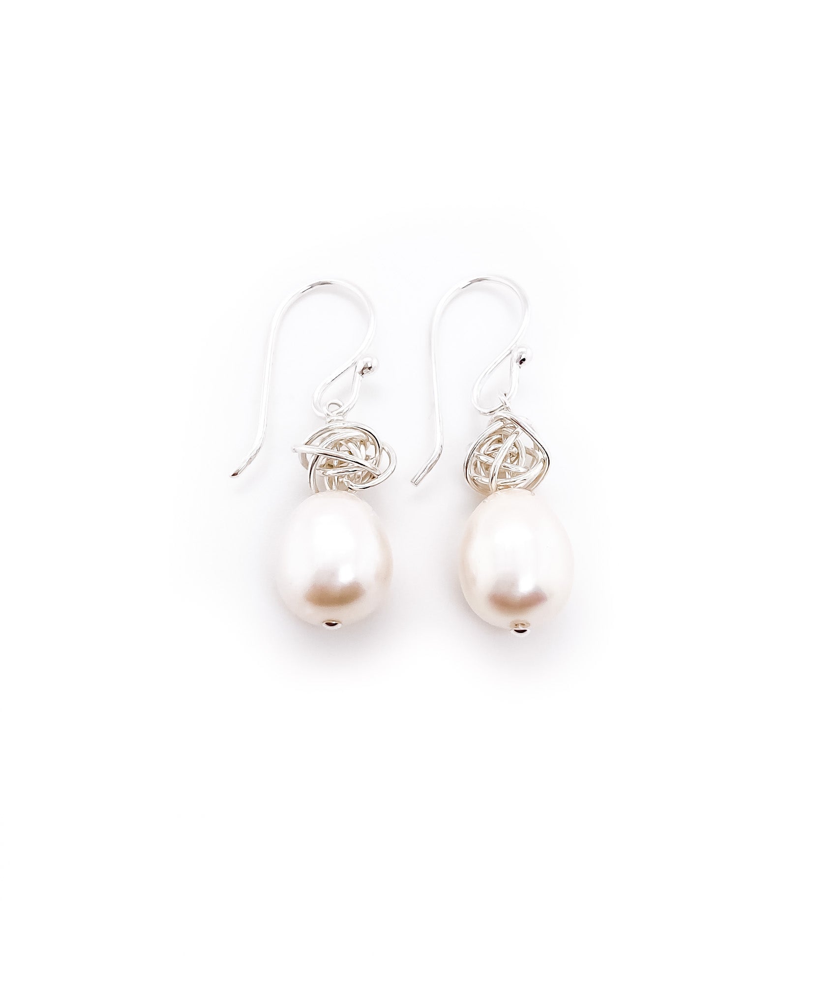 Ball of Yarn Pearl Earrings