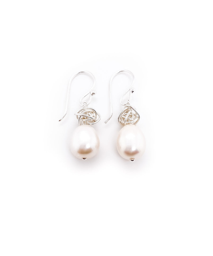Ball of Yarn Pearl Earrings