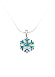 Lab Blue Opal Snowflake Pendant