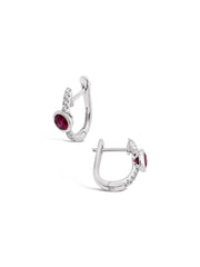 14k Ruby and Diamond Hoops