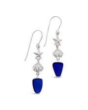 Starfish and Shell Seaglass Dangle Earrings