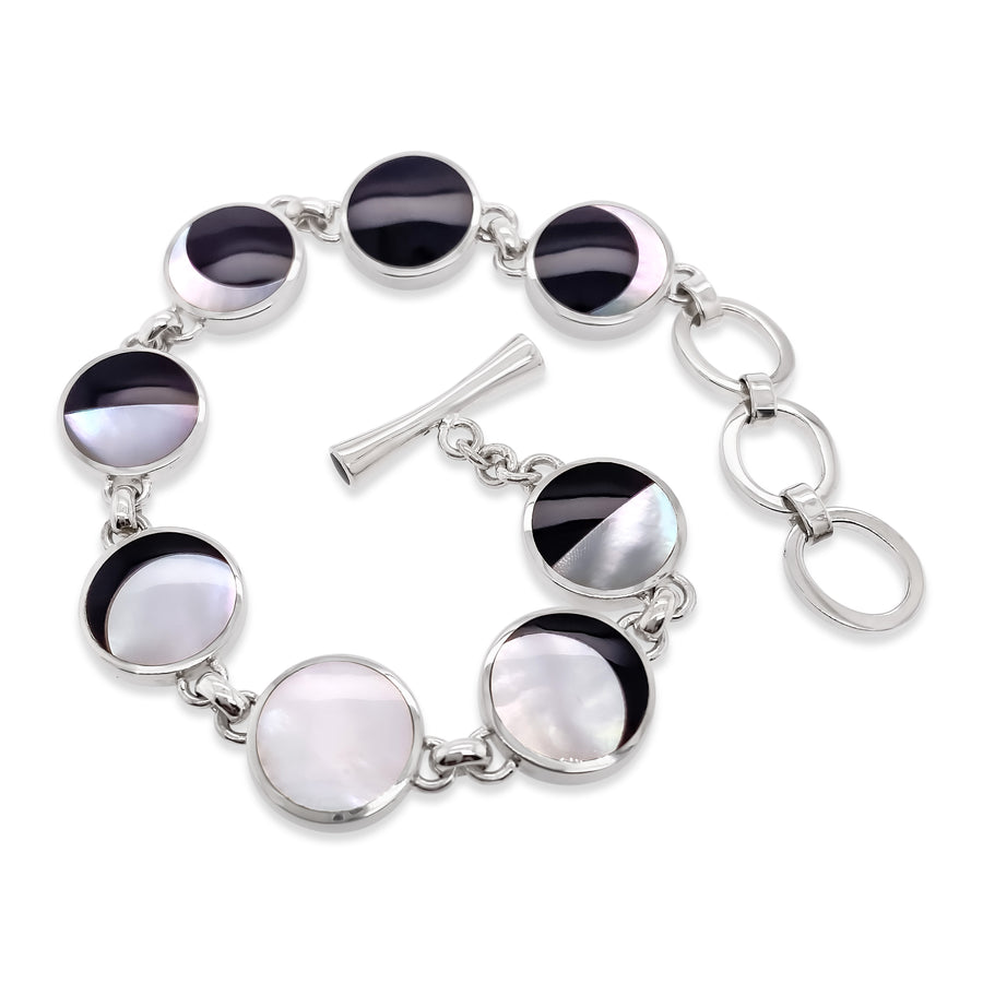 Onyx and Mother of Pearl Moon Phase Bracelet