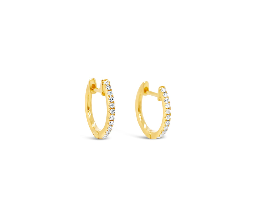 14k Diamond Mini Huggie Hoops