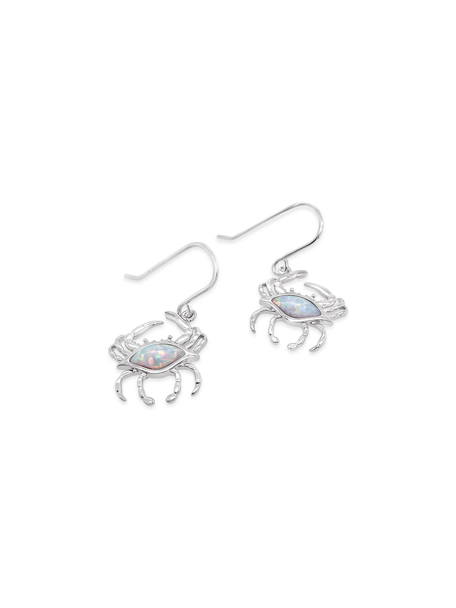 White Opal Crab Earrings