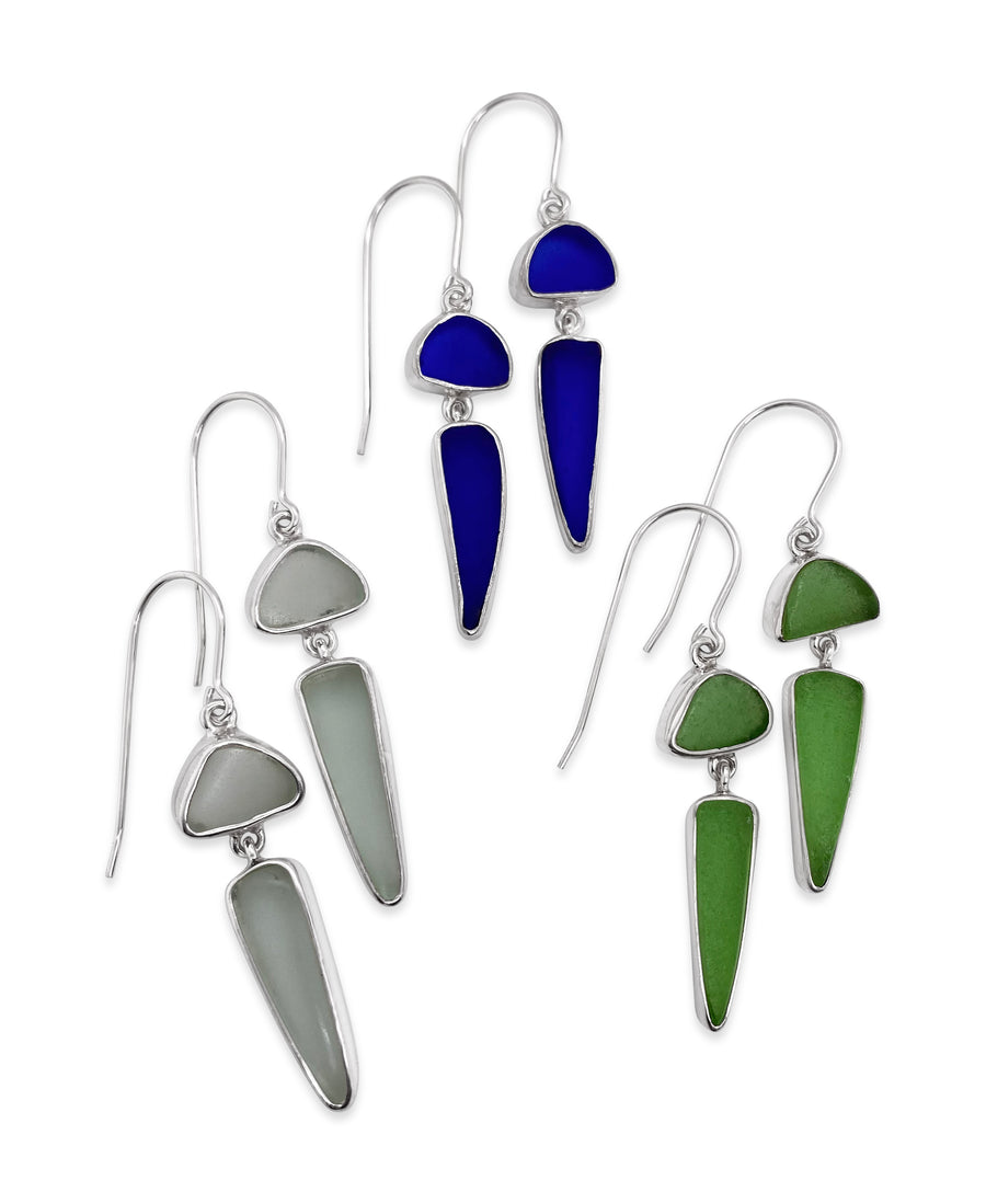 Double Drop Seaglass Dangle Earrings