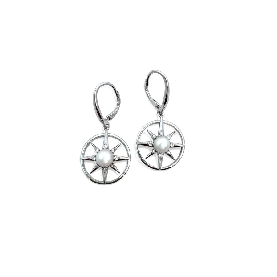 Fresh Water Pearl Compass Rose Earrings