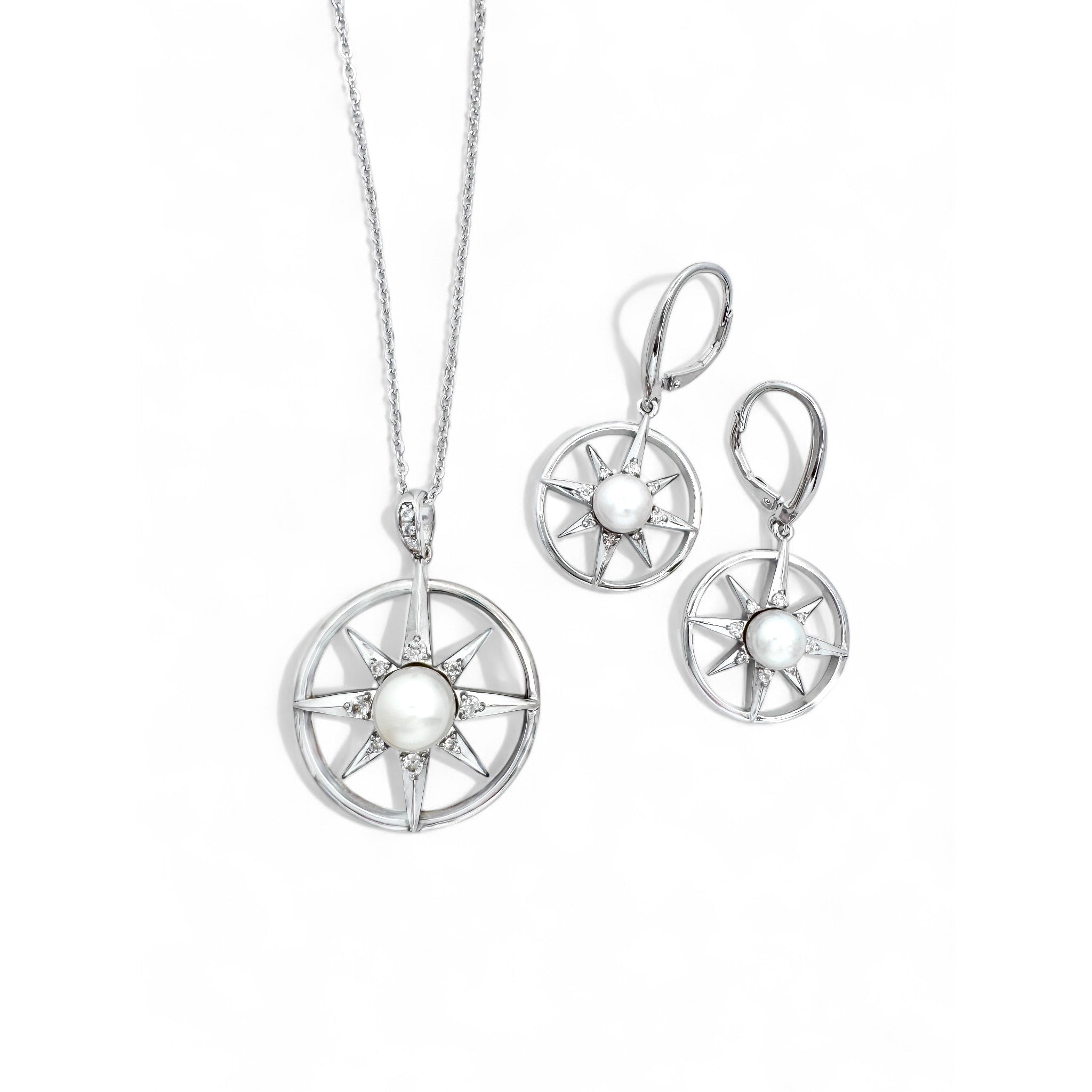 Fresh Water Pearl Compass Rose Earrings