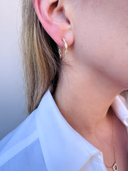 14k Diamond Braided Hoops