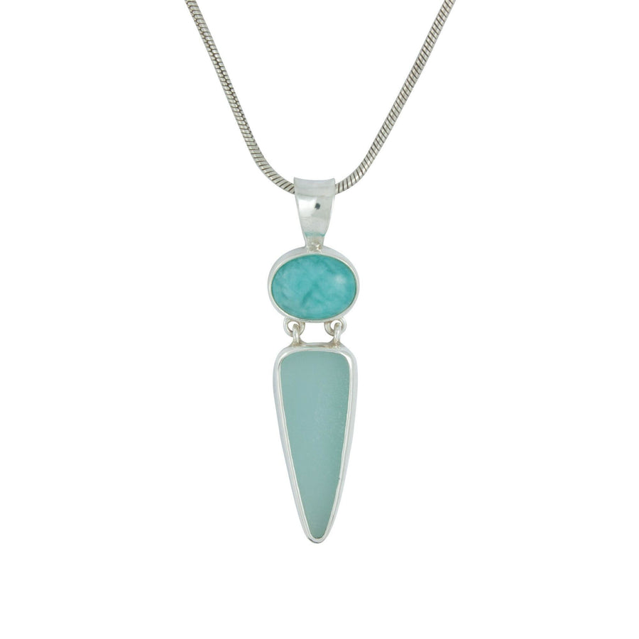 Amazonite and Aqua Seaglass Necklace