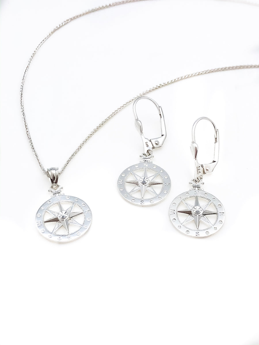 Sterling Silver Compass Rose Necklace