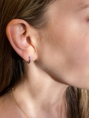 14k Lapis Huggie Hoops