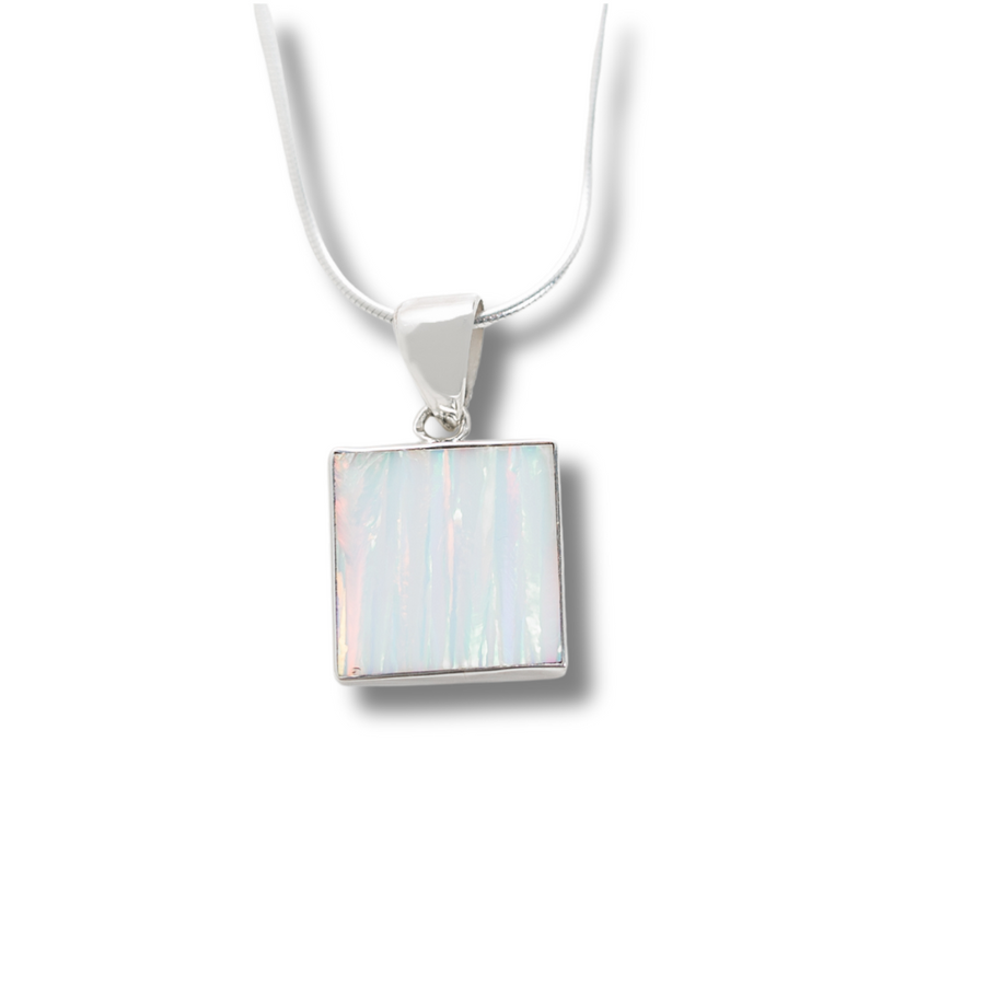 Lab Opal Square Necklace