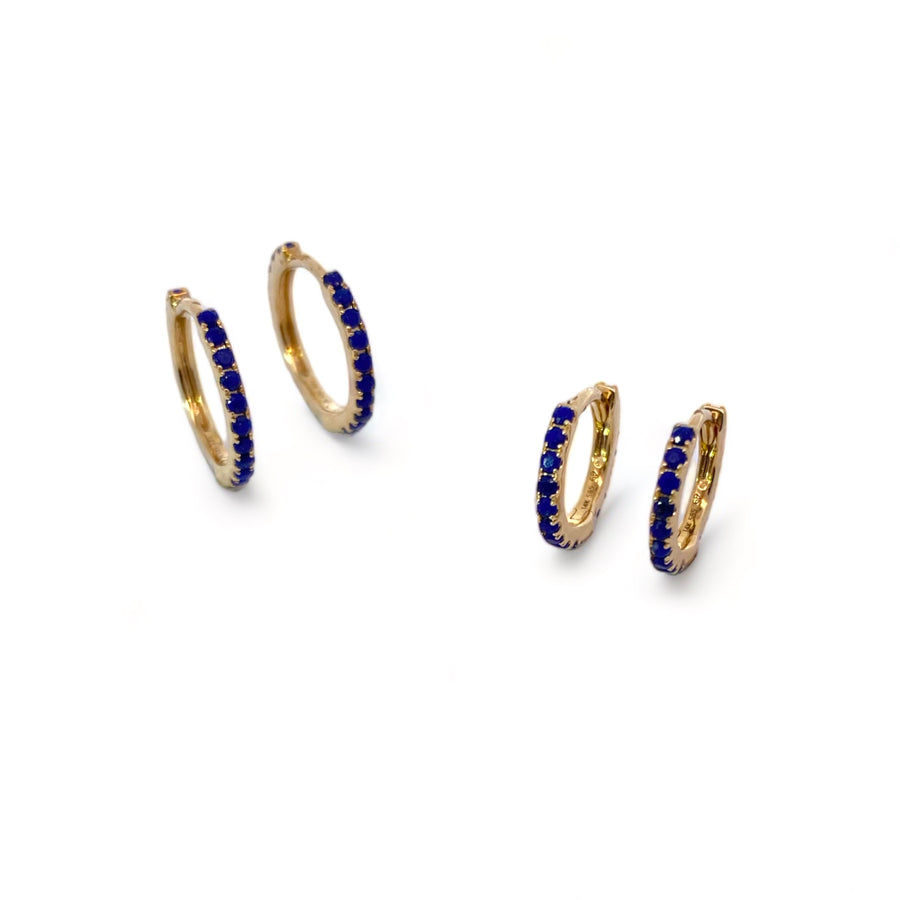 14k Lapis Huggie Hoops