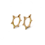 14k Beaded Diamond Huggie Hoops