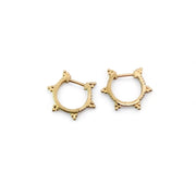 14k Beaded Diamond Huggie Hoops