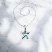 Lab Blue Opal Dancing Starfish Necklace