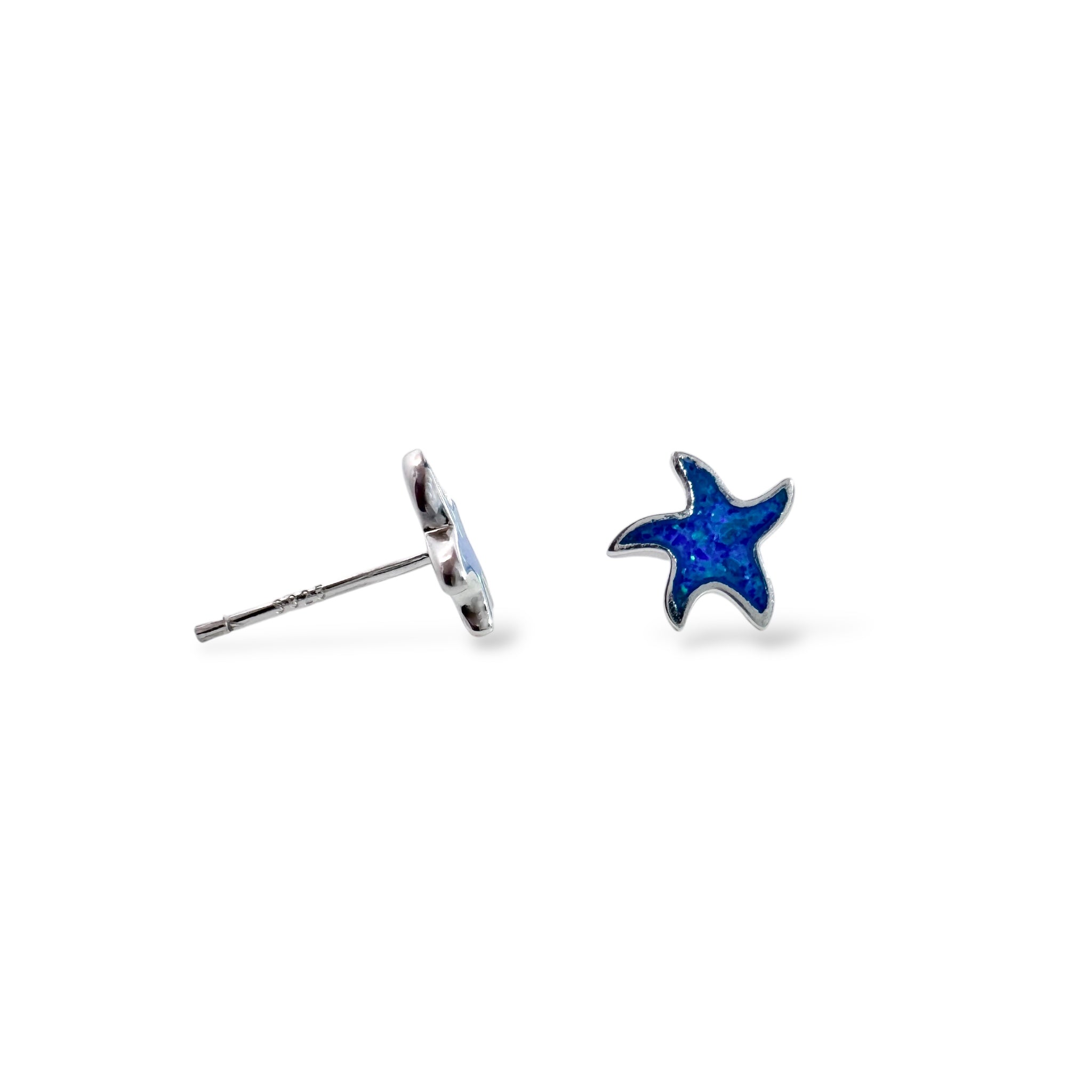 Lab Blue Opal Dancing Starfish Post Earrings