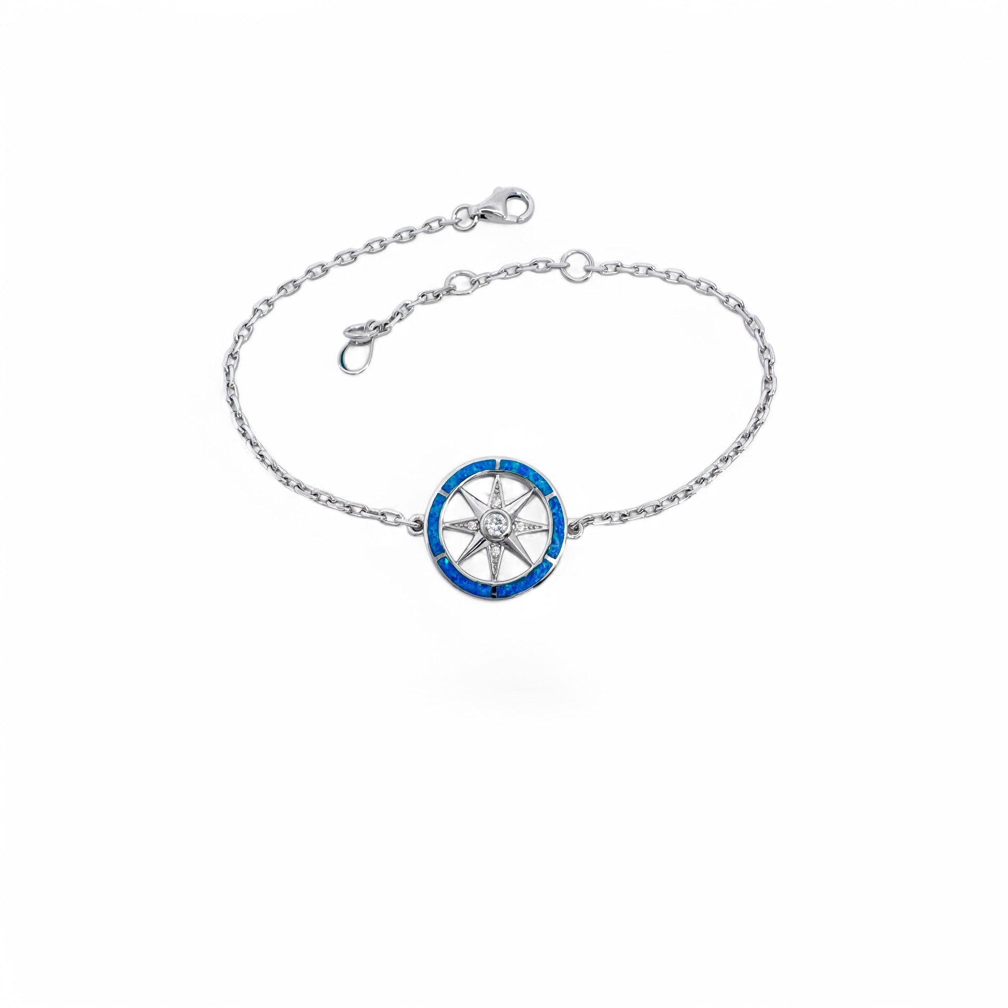Lab Blue Opal Compass Bracelet