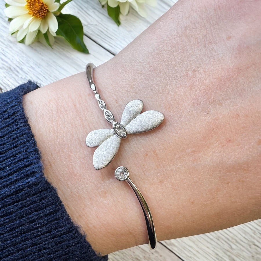 Sparkle Dragonfly Flex Cuff Bracelet